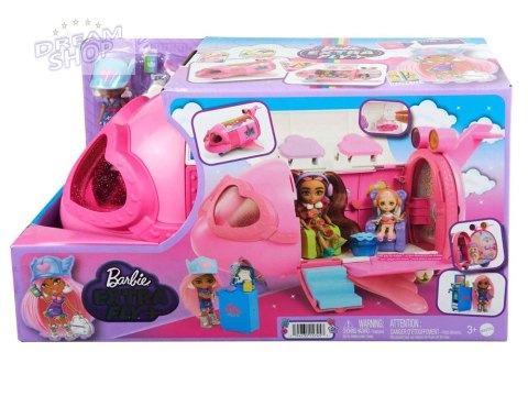 Różowy tęczowy samolot Barbie Extra Fly Minis lalka pilotka ZA5092