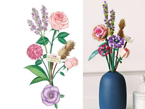 SERIA KWIATY Klocki konstrukcyjne Bukiet kolorowych kwiatów 547ele ZA5347