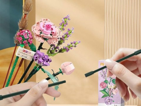 SERIA KWIATY Klocki konstrukcyjne Bukiet kolorowych kwiatów 547ele ZA5347