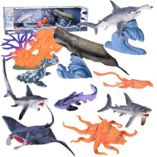 SERIA ZWIERZĘTA MORSKIE Zestaw figurek manta waleń kałamarnica sum ZA5173