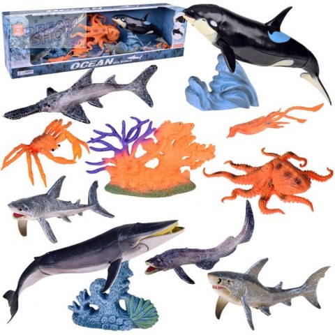 SERIA ZWIERZĘTA MORSKIE Zestaw figurek rekin krab orka ośmiornica ZA5175