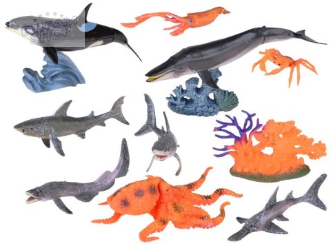 SERIA ZWIERZĘTA MORSKIE Zestaw figurek rekin krab orka ośmiornica ZA5175