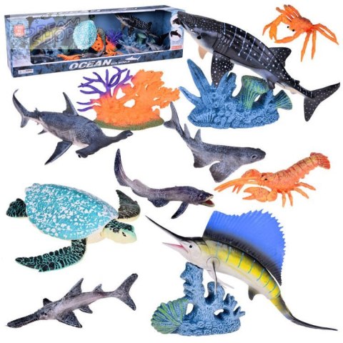 SERIA ZWIERZĘTA MORSKIE Zestaw figurek żółw homar ryba piła krab ZA5174