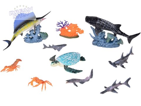 SERIA ZWIERZĘTA MORSKIE Zestaw figurek żółw homar ryba piła krab ZA5174