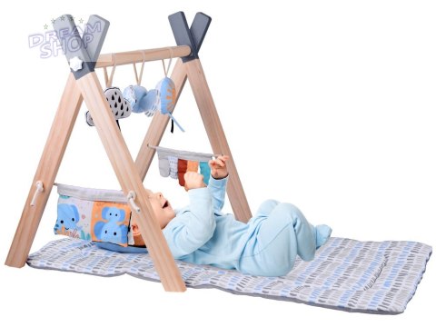 Stojak Drewniany Mata Edukacyjna Gimnastyczna Baby Gym dla Niemowląt ZA5882