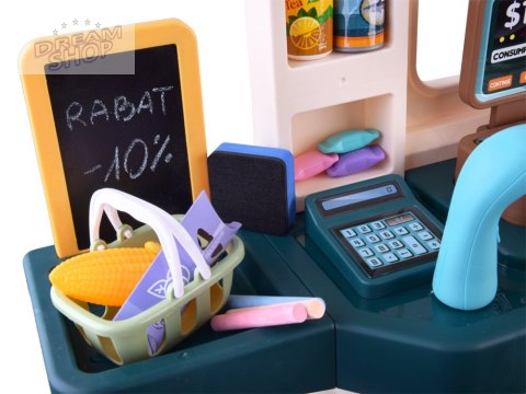 Supermarket Sklep spożywczy Kasa fiskalna + 71 ele akcesoria Dźwięk ZA4279