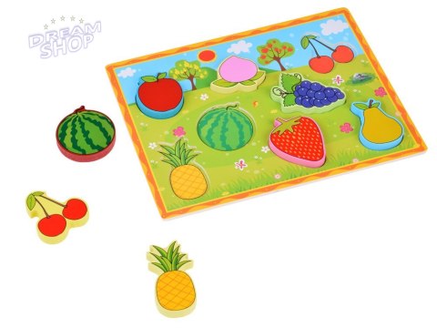 Układanka drewniana edukacyjne puzzle OWOCE dopasuj 8 ele ZA5255
