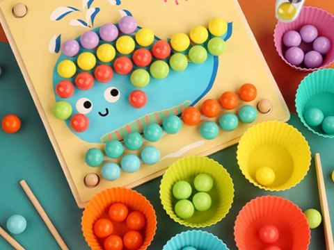 Układanka edukacyjna Montessori Mozaika Koraliki Kulki drewniane ZA4438