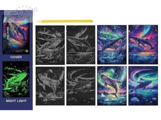 Wydrapywanka kolorowa fluorescencyjna delfiny