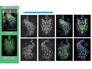 Wydrapywanka kolorowa fluorescencyjna pawie