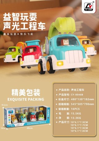 Zestaw Autek Budowlanych z Funkcją Dźwięku i Świateł + Akcesoria