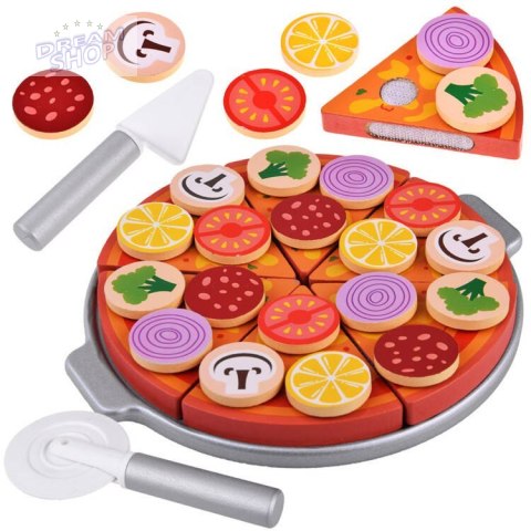 Zestaw DREWNIANA PIZZA do krojenia 16,5cm NA RZEP Dodatki 27ele ZA4689