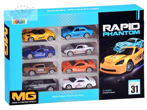 Zestaw autek 8 resoraków metalowe pojazdy ZA3234