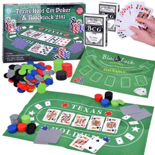 Zestaw Gra karciana 2w1 Poker i BlackJack Żetony + karty + plansza GR0706