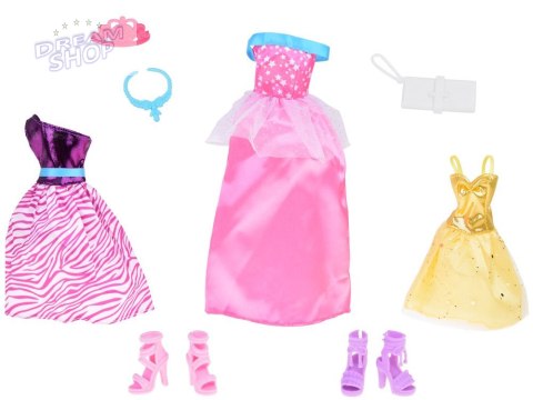 Zestaw Modne ubranka dla lalek Sukienki + biżuteria + akcesoria ZA5413