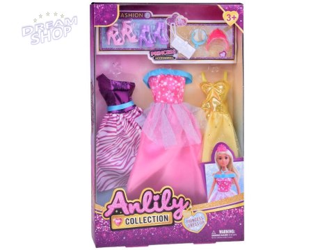 Zestaw Modne ubranka dla lalek Sukienki + biżuteria + akcesoria ZA5413