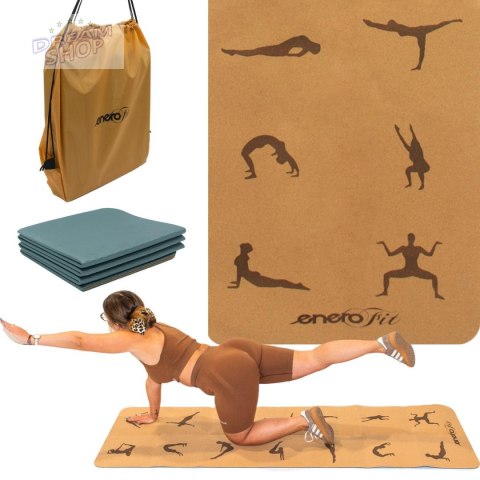KORKOWA MATA DO JOGI SKŁADANA 183x61x0.4CM ENERO FIT