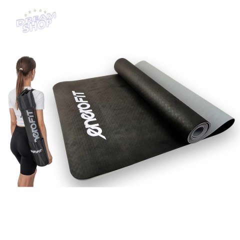MATA DO JOGI I FITNESS TPE ANTYPOŚLIZGOWA CZARNO-SZARA ENERO FIT
