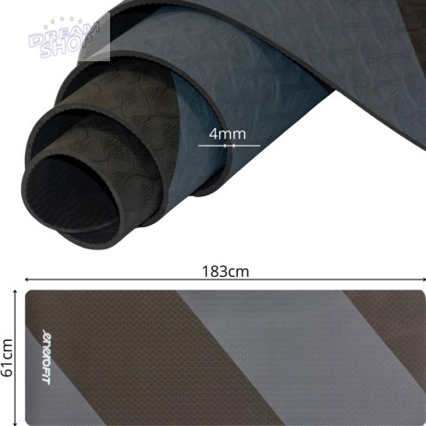 MATA DO JOGI I FITNESS TPE ANTYPOŚLIZGOWA SZARO-CZARNA ENERO FIT