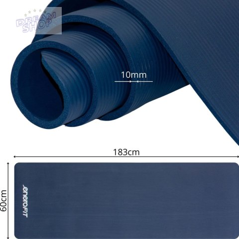 MATA FITNESS NBR ANTYPOŚLIZGOWA 183x60x1CM NIEBIESKA + POKROWIEC ENERO FIT