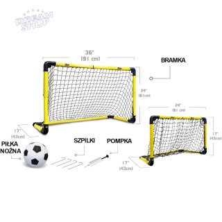 BRAMKA DO PIŁKI NOŻNEJ SKŁADANA 91X43X61CM 36X17X24CM Z REGULACJĄ WYSOKOŚCI I SZEROKOŚCI