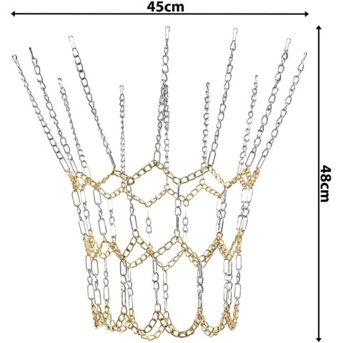 STALOWA SIATKA ŁAŃCUCHOWA DO OBRĘCZY KOSZ 12 UCHWYTÓW ENERO