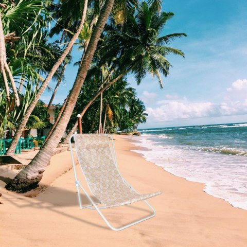 LEŻAK SKŁADANY PLAŻOWY Z ZAGŁÓWKIEM POMARAŃCZOWY
