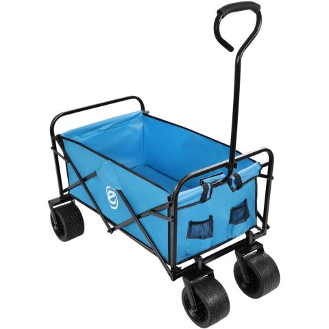 WÓZEK TURYSTYCZNO PLAŻOWY DELUXE SKŁADANY 66x48x90CM Z UCHWYTEM NIEBIESKI