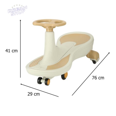 Jeździk grawitacyjny świecące koła LED z muzyką grający 76cm beżowy max 120kg