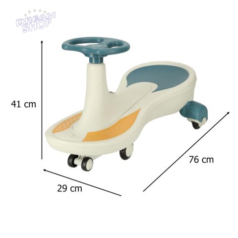 Jeździk grawitacyjny świecące koła LED z muzyką grający 76cm niebiesko-biały max 120kg