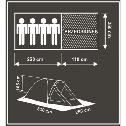 NAMIOT 4 OSOBOWY COMFORT 330x250x105CM ENERO CAMP