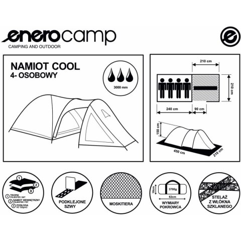 NAMIOT 4 OSOBOWY COOL CZARNO-NIEBIESKI ENERO CAMP