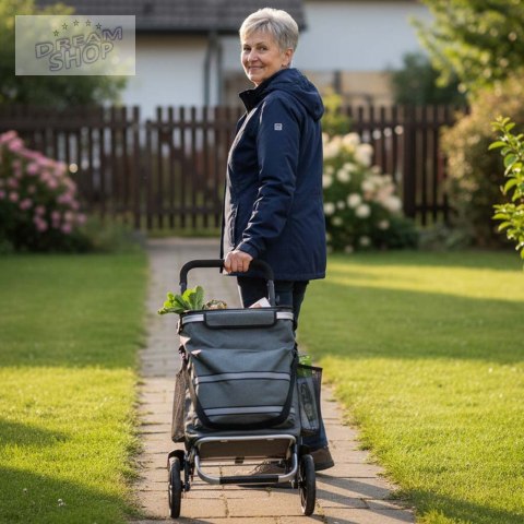 Wózek torba na zakupy na kółkach ze stelażem 100cm szary