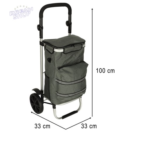 Wózek torba na zakupy na kółkach ze stelażem 100cm szary