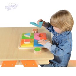 Drewniane Puzzle Geometryczne 12 Elementów Masterkidz