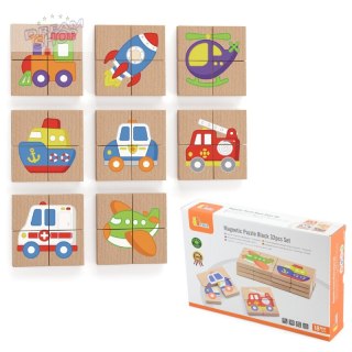 Układanka drewniana puzzle magnetyczne - pojazdy - Viga Toys