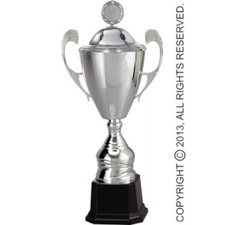 Puchar metalowy srebrny z przykrywką