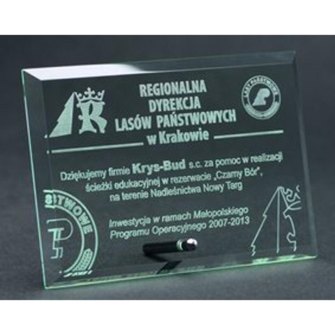 Trofeum szklane grawerowane