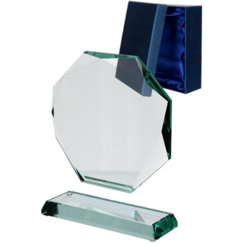 Trofeum szklane z rozklejoną podstawą i etui