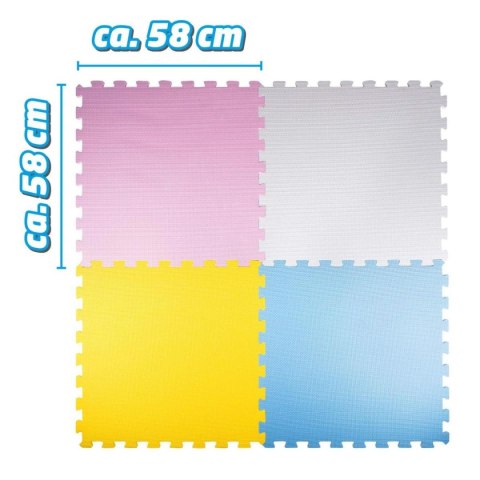 MATA PUZZLE PIANKOWE EVA 60X60 KOLORY 4 ELEMENTY Z TORBĄ