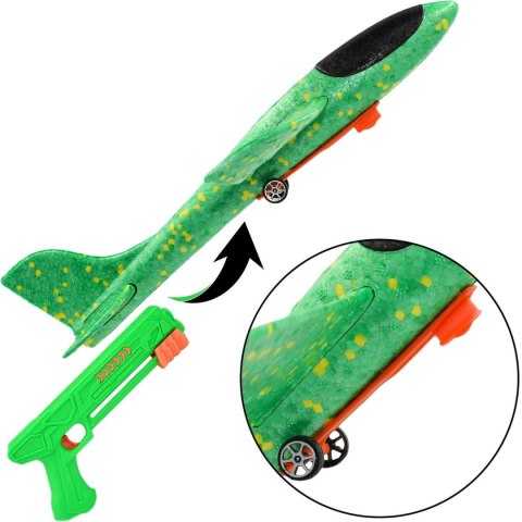 SAMOLOT STYROPIANOWY Z WYRZUTNIĄ 32x34CM ZIELONY