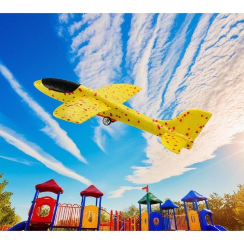 SAMOLOT STYROPIANOWY Z WYRZUTNIĄ 32x34CM ŻÓŁTY