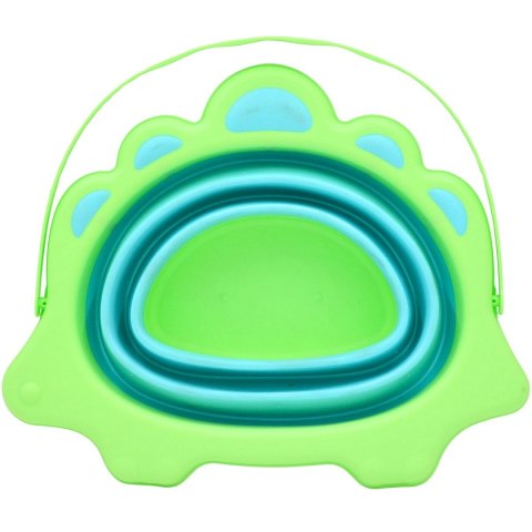 WIADERKO DO PIASKU SKŁADANE DINOZAUR Z ŁOPATKĄ I GRABKAMI ZIELONE