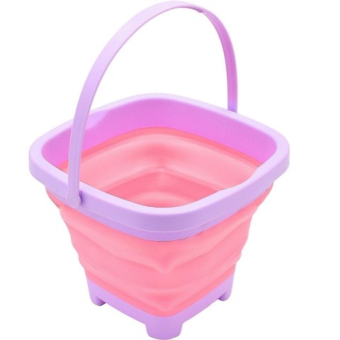 WIADERKO DO PIASKU SKŁADANE KWADRATOWE RÓŻOWE