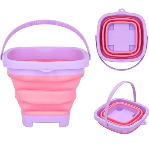 WIADERKO DO PIASKU SKŁADANE KWADRATOWE RÓŻOWE