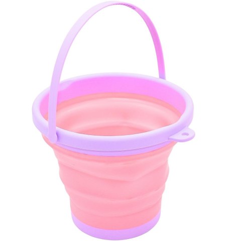 WIADERKO DO PIASKU SKŁADANE OKRĄGŁE RÓŻOWE