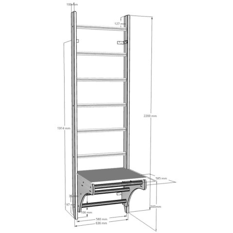 DRABINKA Z DREWNIANYM DO PODCIĄGANIA Z BIURKIEM BENCHK 112