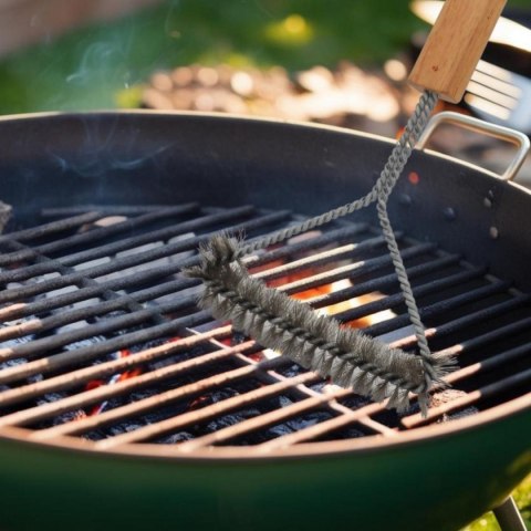 SZCZOTKA DO CZYSZCZENIA RUSZTU 30x14CM Z DREWNIANĄ RĄCZKĄ