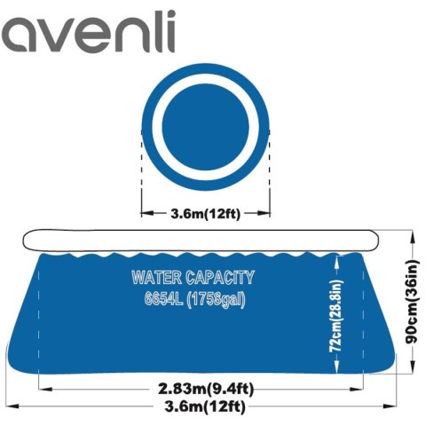 BASEN ROZPOROWY Z DMUCHANYM KOŁNIERZEM 360x90CM 17795