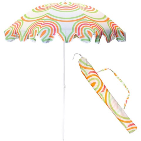 PARASOL PLAŻOWO OGRODOWY 160CM POMARAŃCZOWO ZIELONY